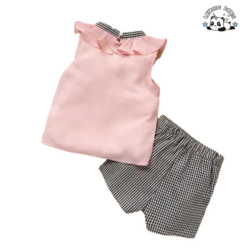 LEZONKIDS - Customizable OEM Wholesale Little Girls Summer Outfits Floral Tank Top and Shorts 2 Pcs Clothes Set